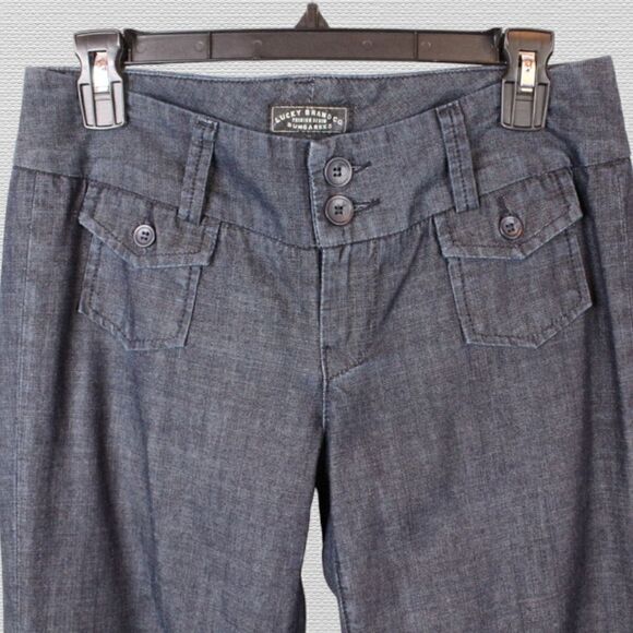 LUCKY BRAND Manhattan Trouser Wide Leg in Dark Blue Women's Size 28 = 6 - Picture 3 of 10